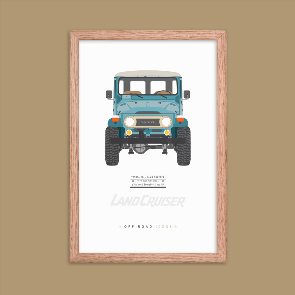 FJ40, riviera blue - Matte Framed poster