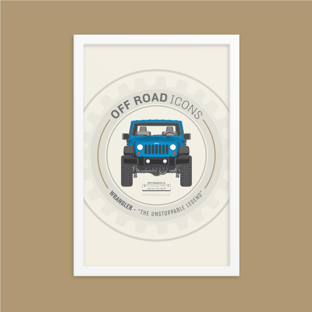 Wrangler, wheel badge - Framed photo paper poster