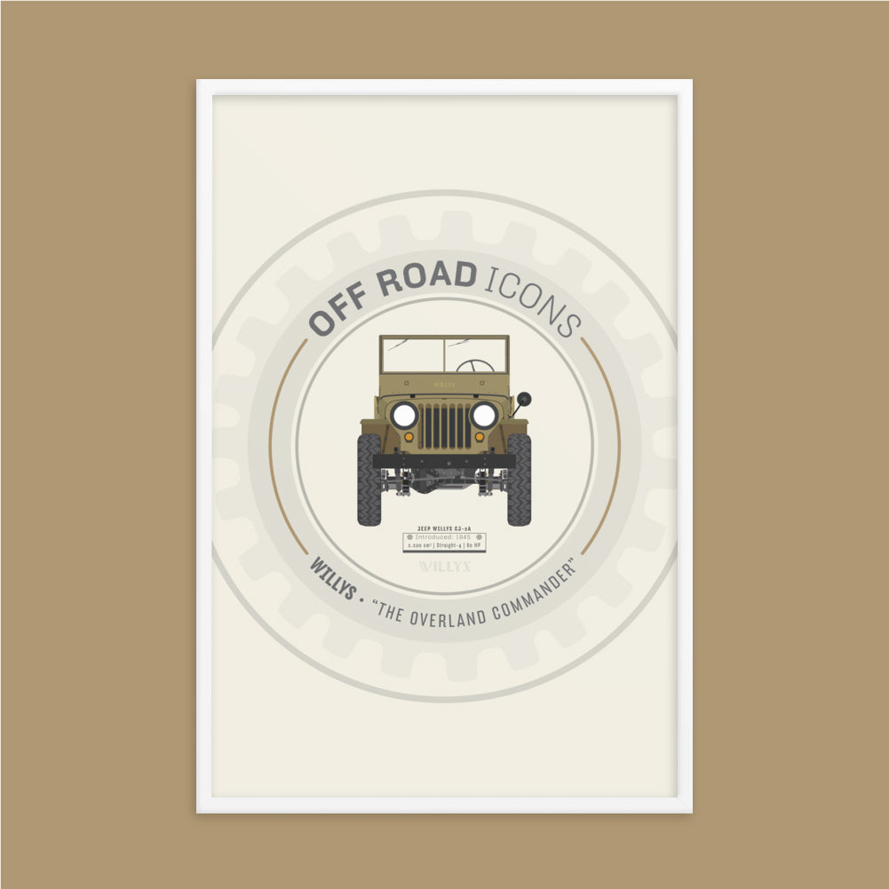 Willys, wheel badge - Matte Framed poster