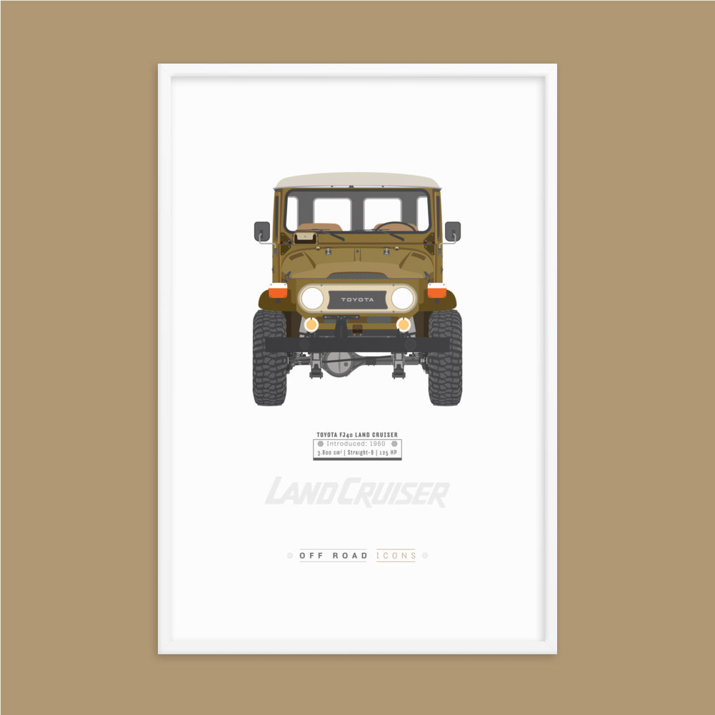 Fj40, Amber Brown - Matte Framed Poster – Off-road Icons