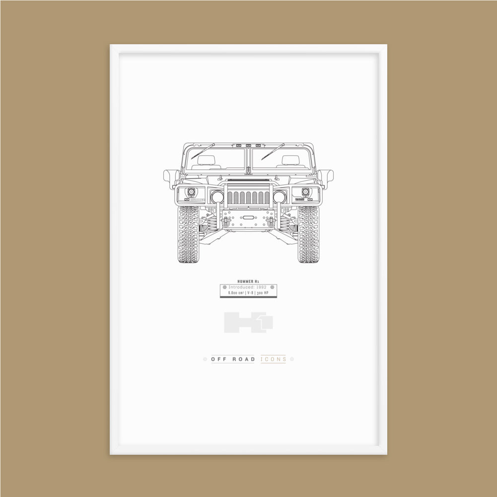 H1, clean blueprint - Matte Framed poster