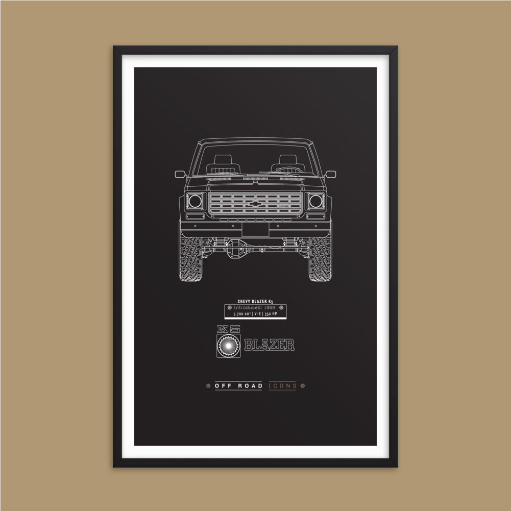 K5 Blazer, dark blueprint - Matte Framed poster