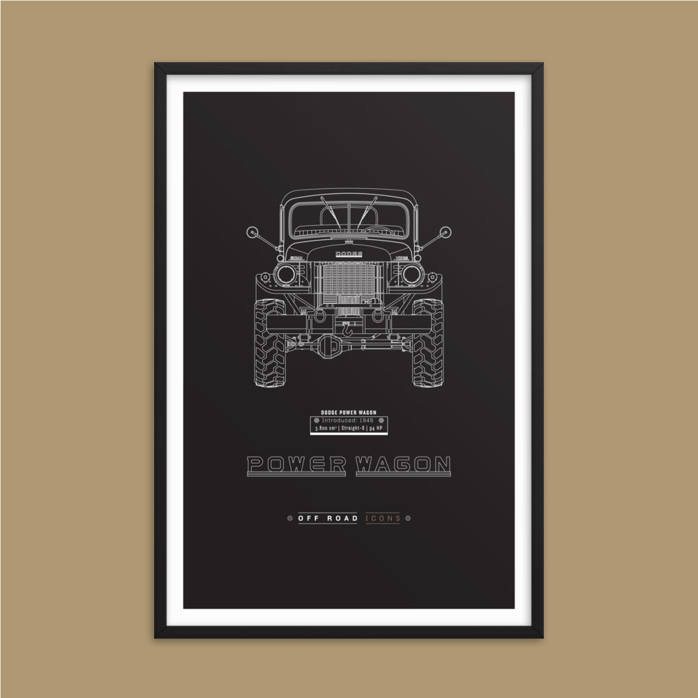 Power Wagon, dark blueprint - Matte Framed poster