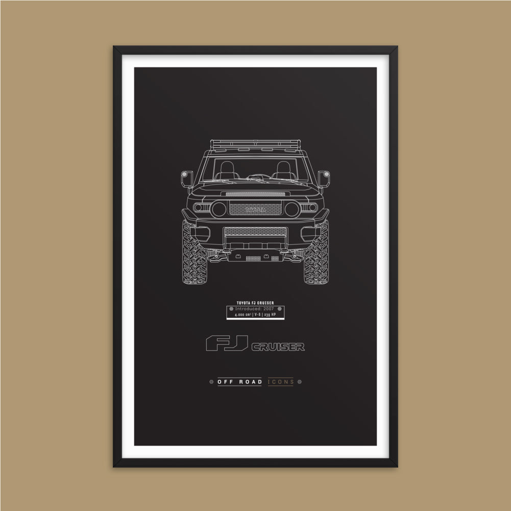 FJ Cruiser, dark blueprint - Matte Framed poster