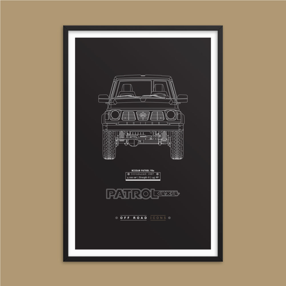 Patrol Y60, dark blueprint - Matte Framed poster