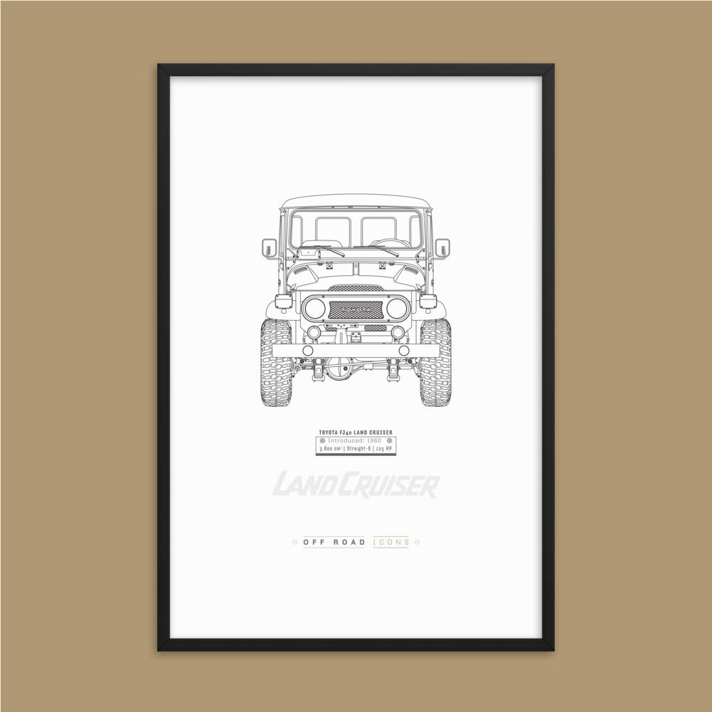 FJ40, clean blueprint - Matte Framed poster