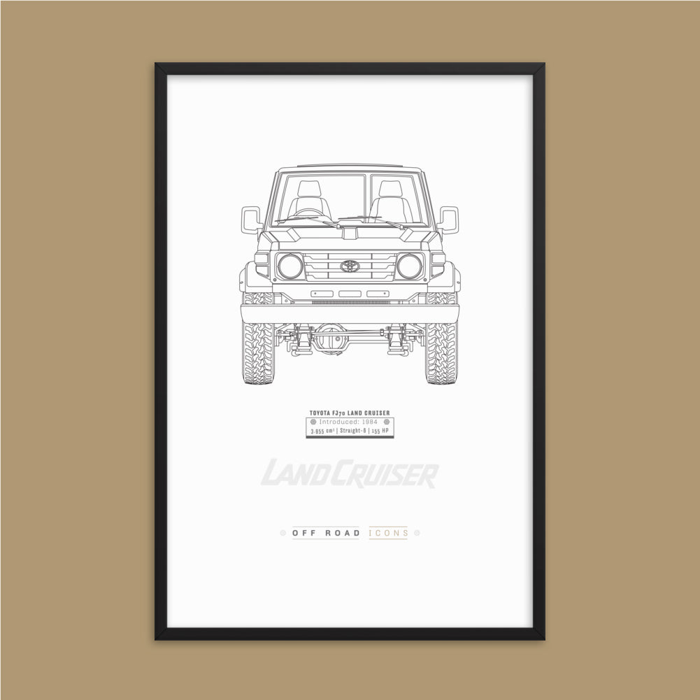 FJ70, clean blueprint - Matte Framed poster