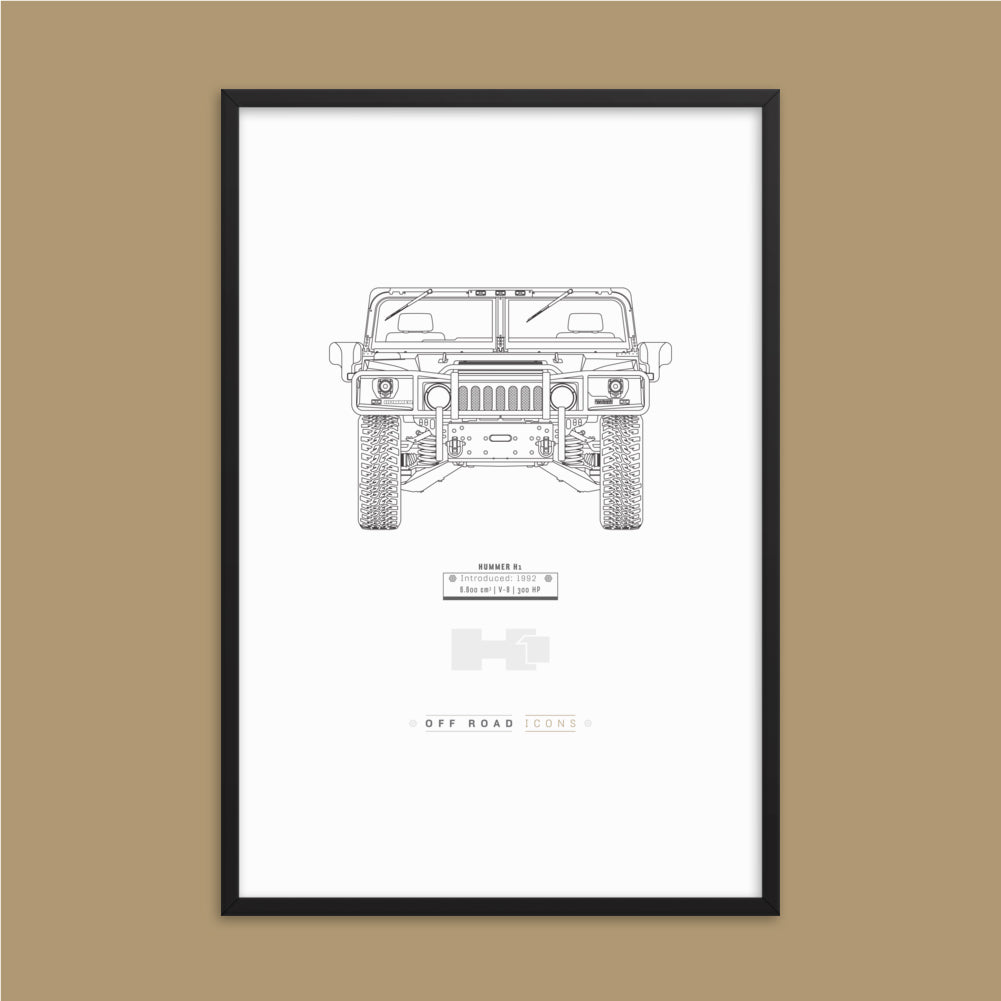 H1, clean blueprint - Matte Framed poster