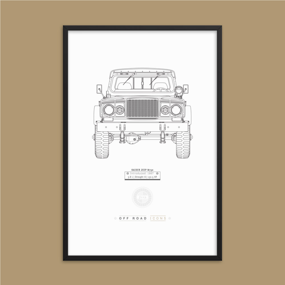 Kaiser Jeep, clean blueprint - Matte Framed poster