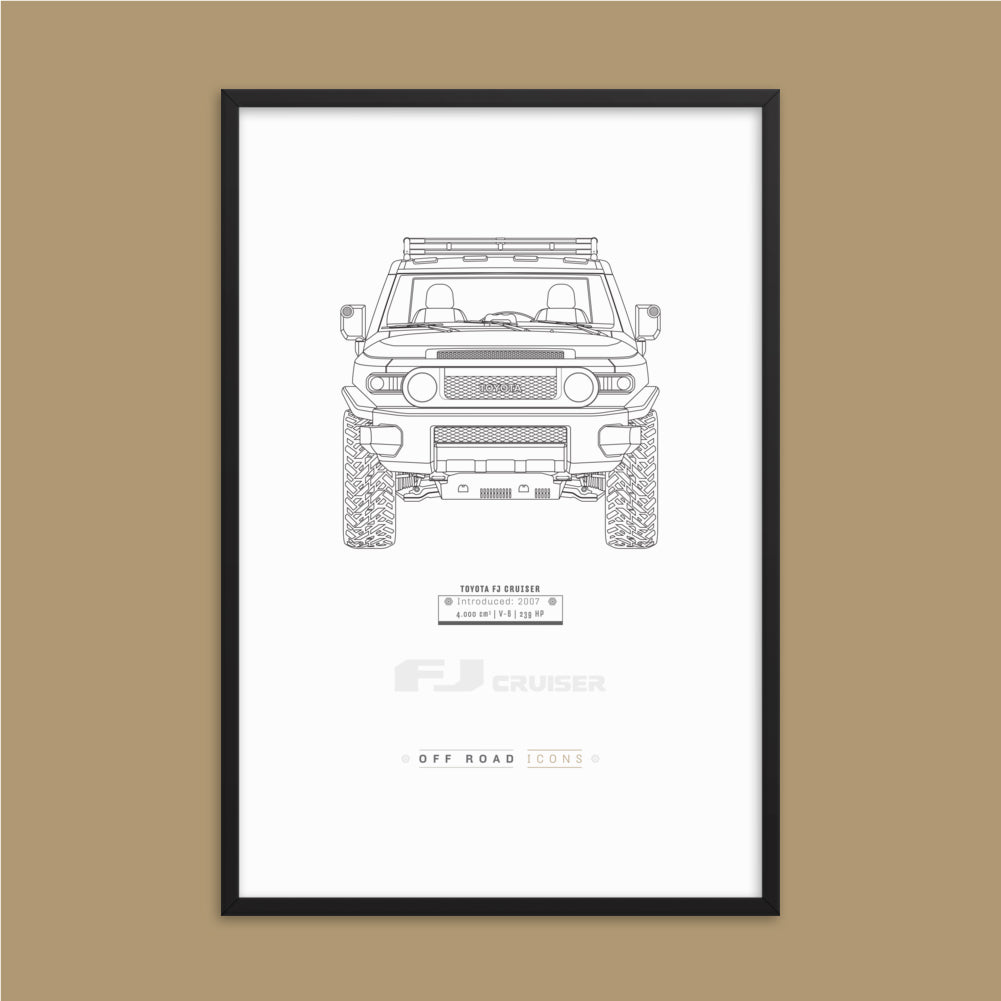 FJ Cruiser, clean blueprint - Matte Framed poster