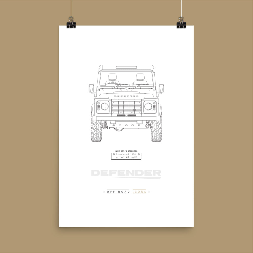 Defender, clean blueprint - Matte Poster