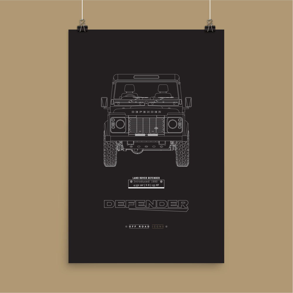 Defender, dark blueprint - Matte Poster