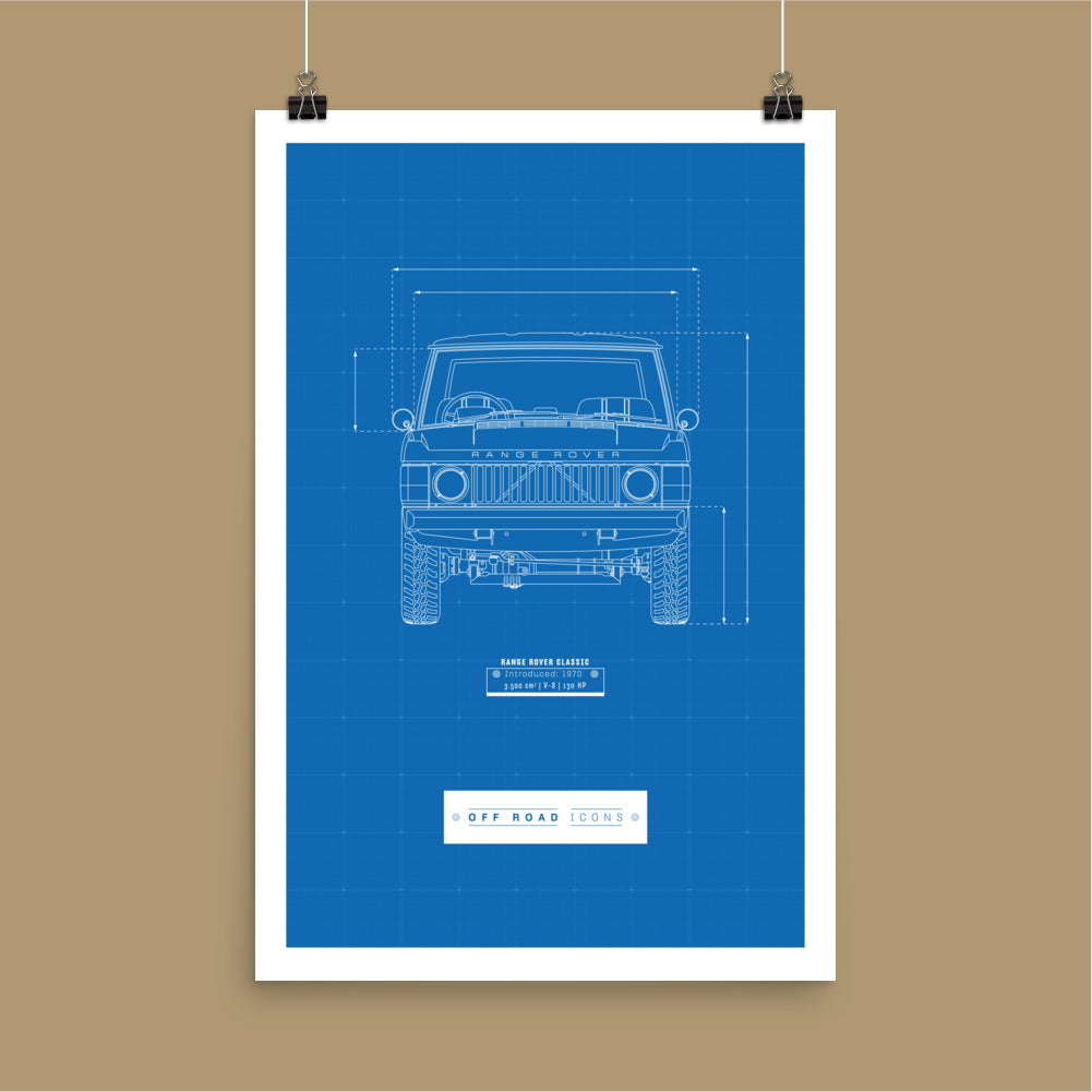 Range Rover Classic, blueprint - Poster