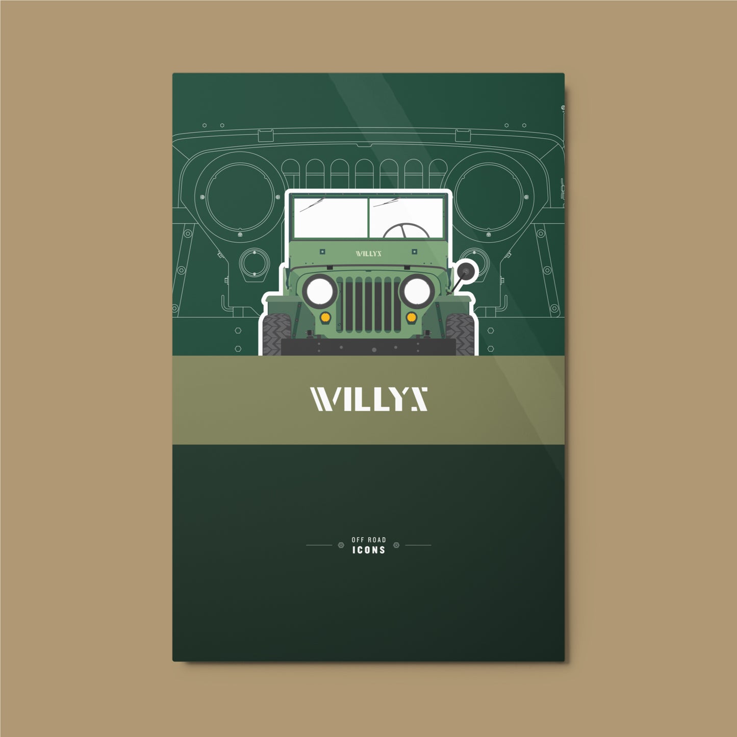 Willys, pine green - Metal prints