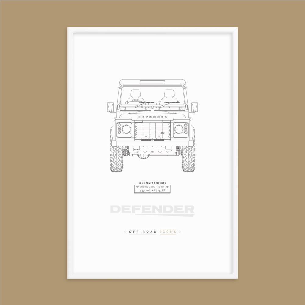Defender, clean blueprint - Matte Framed poster