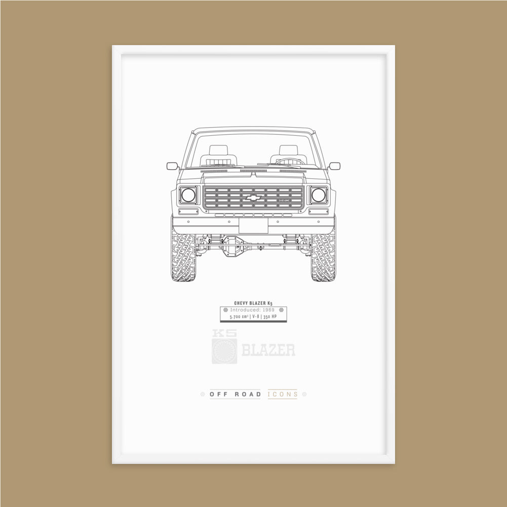 K5 Blazer, clean blueprint - Matte Framed poster