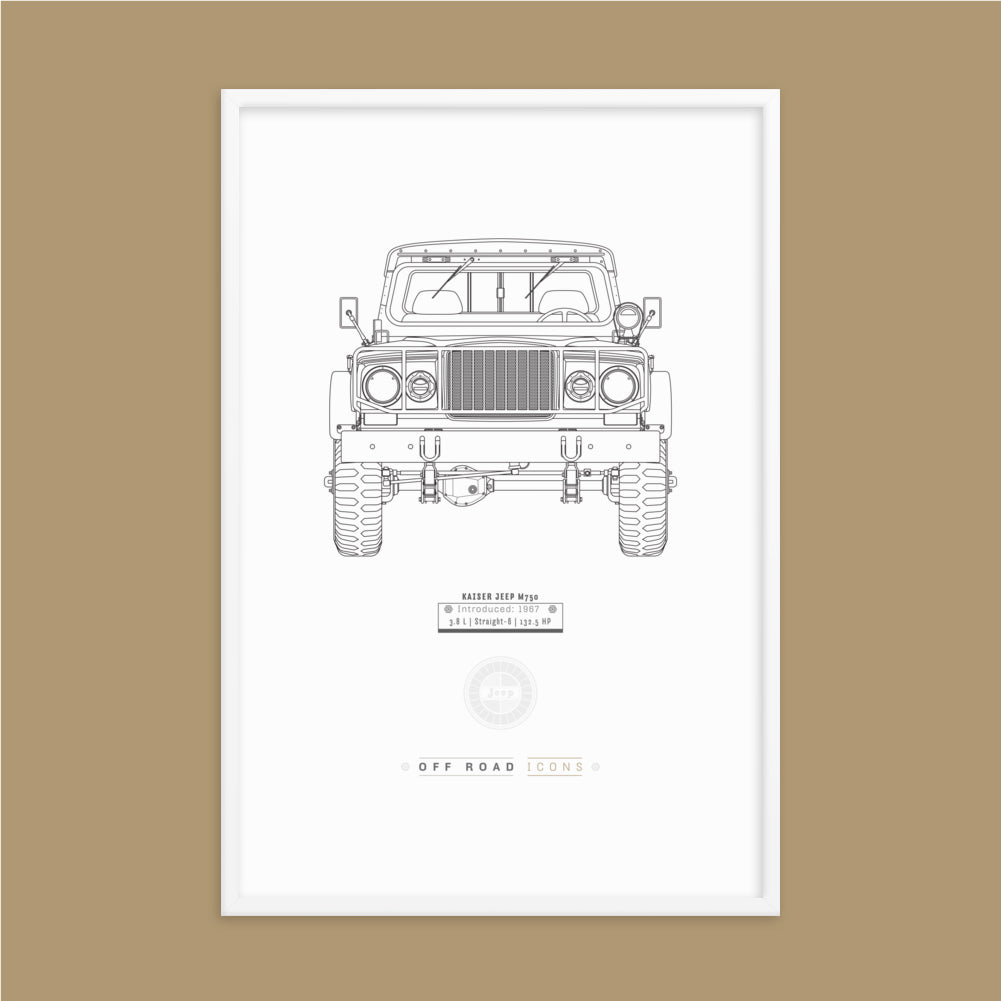Kaiser Jeep, clean blueprint - Matte Framed poster
