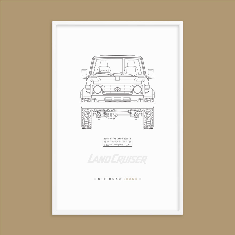 FJ70, clean blueprint - Matte Framed poster