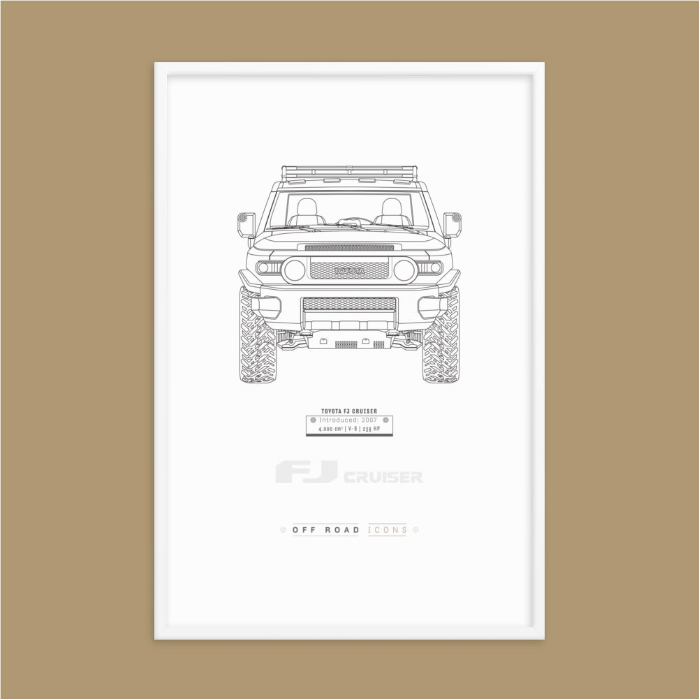 FJ Cruiser, clean blueprint - Matte Framed poster