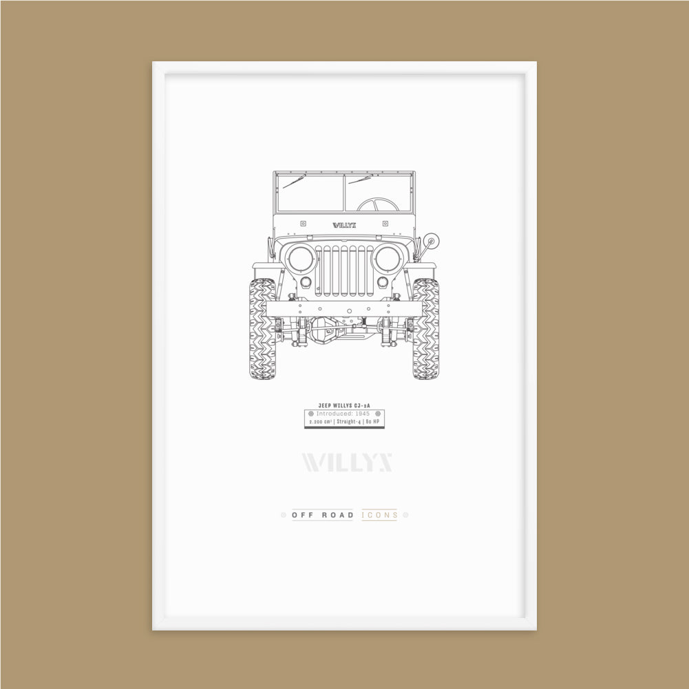 Willys, clean blueprint - Matte Framed poster