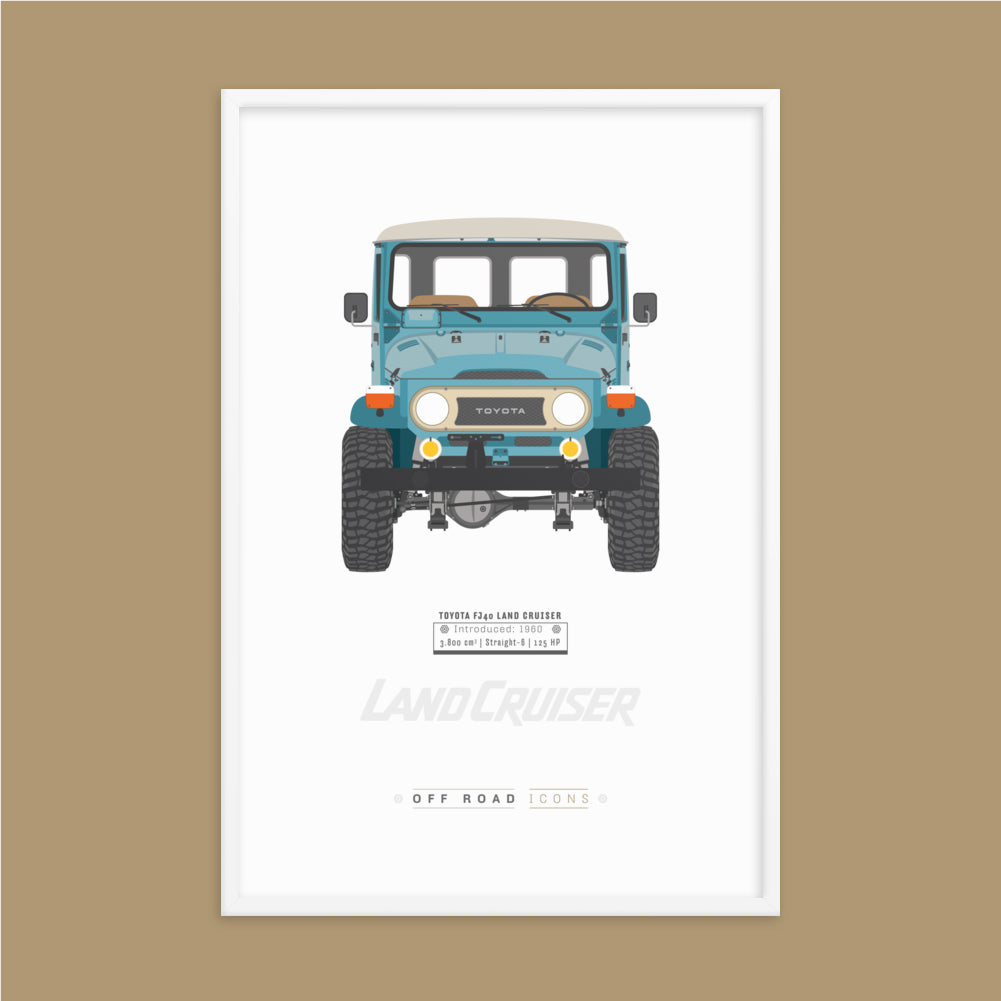 FJ40, riviera blue - Matte Framed poster