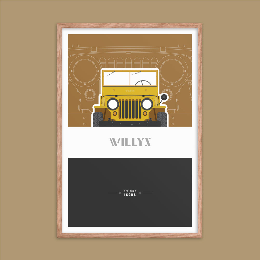 Willys, Michigan yellow - Matte Framed poster