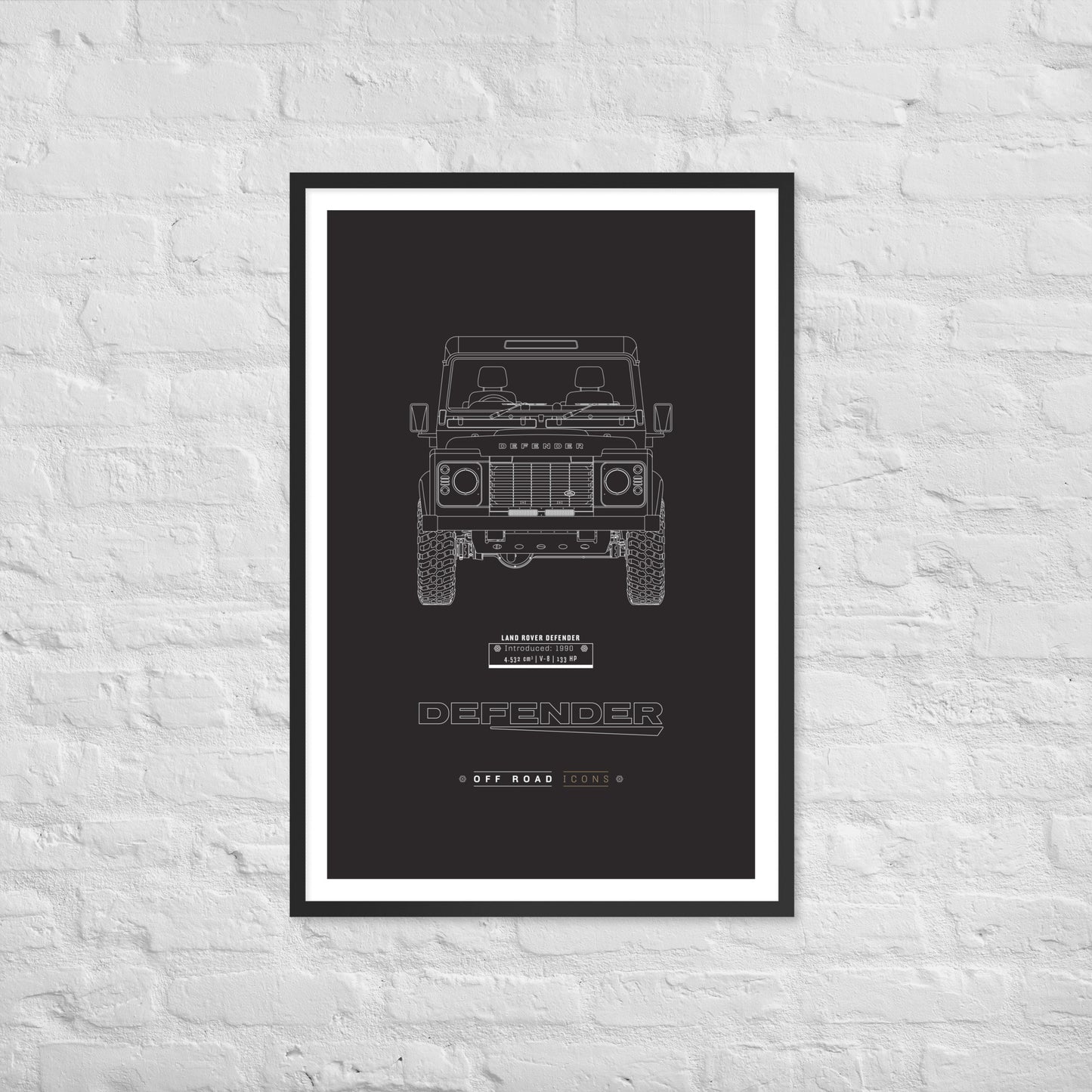Defender, dark blueprint - Matte Framed poster
