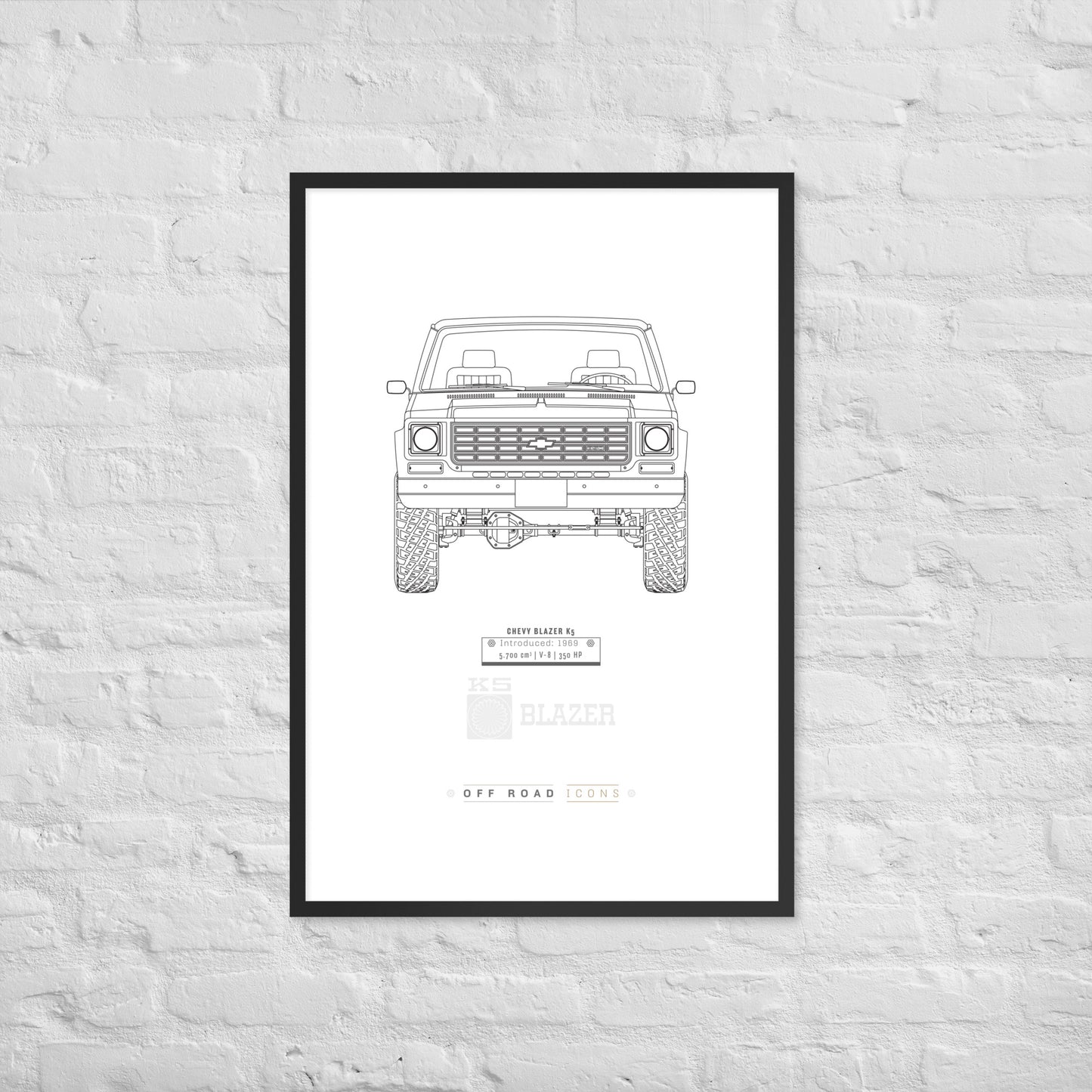 K5 Blazer, clean blueprint - Matte Framed poster