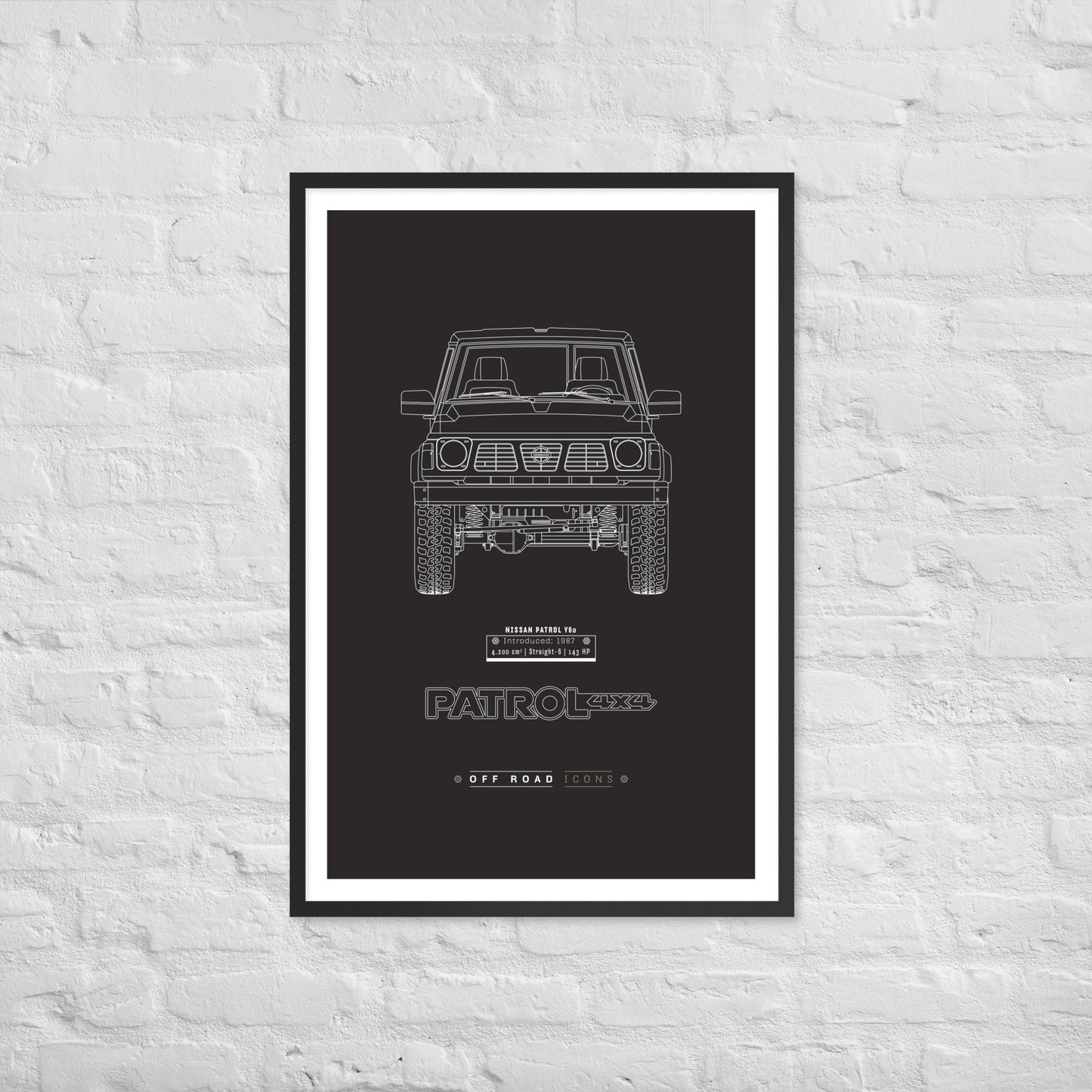 Patrol Y60, dark blueprint - Matte Framed poster