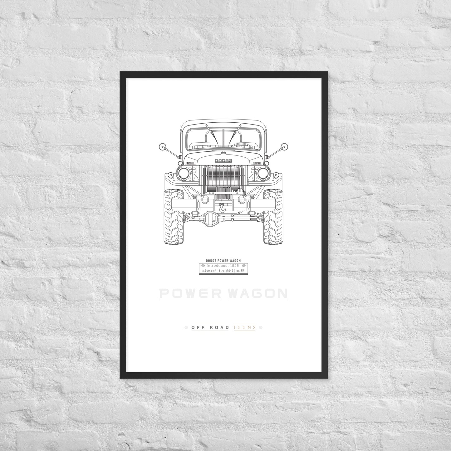 Power Wagon, clean blueprint - Matte Framed poster