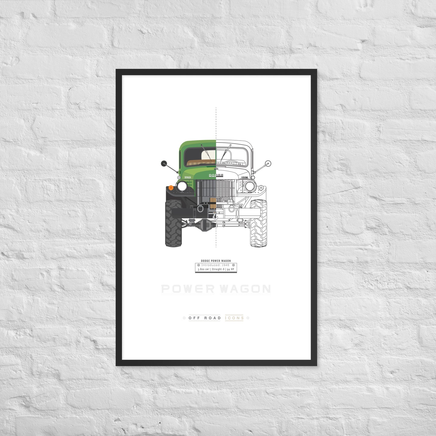 Power Wagon, split view - Matte Framed poster