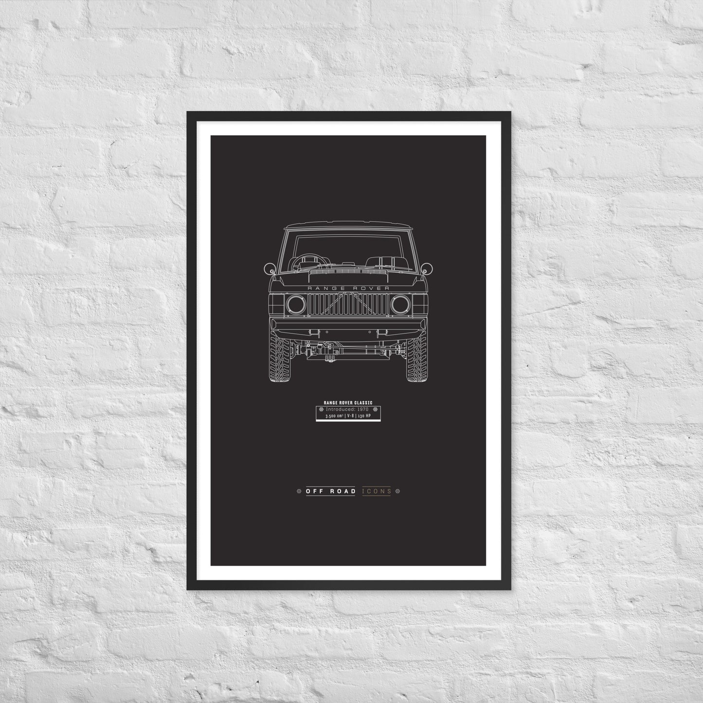 Range Rover Classic, dark blueprint - Framed poster