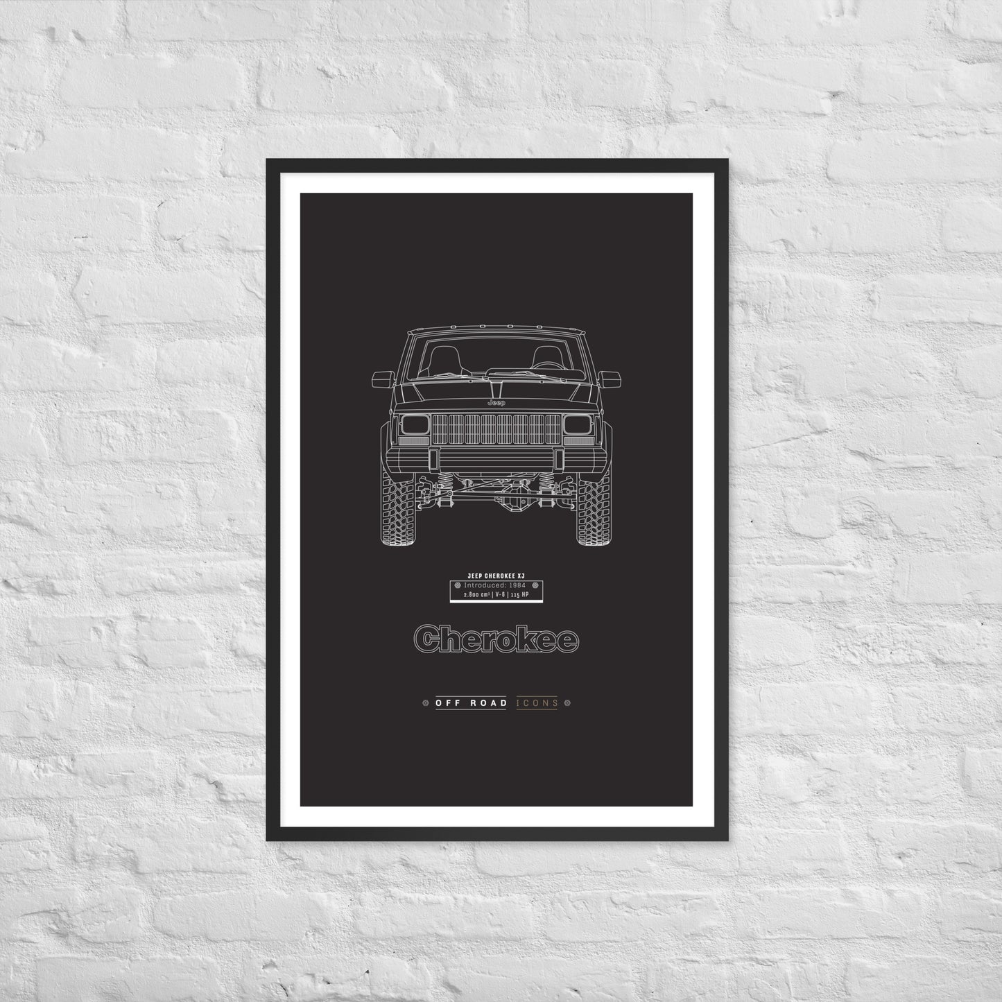 Cherokee, dark blueprint - Matte Framed poster