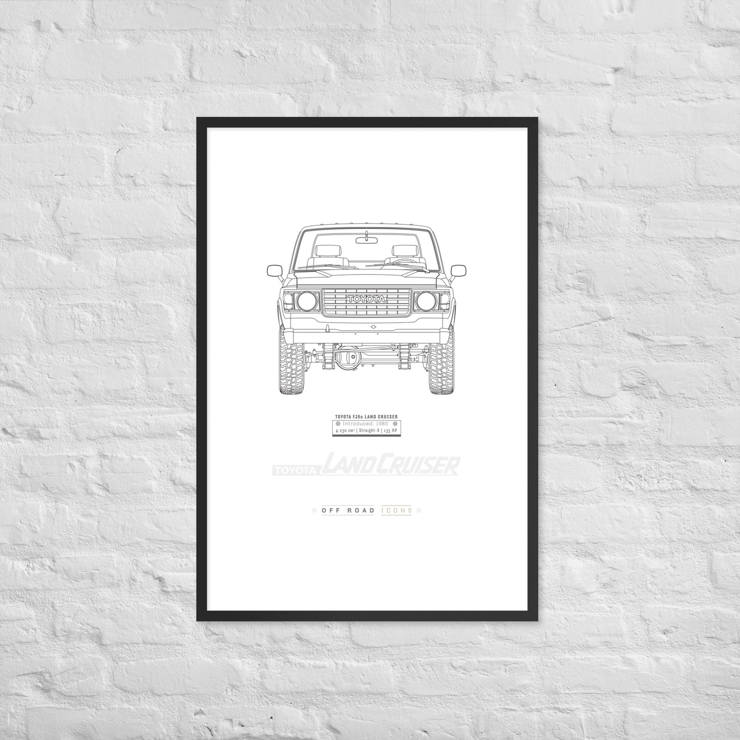 FJ60, clean blueprint - Matte Framed poster