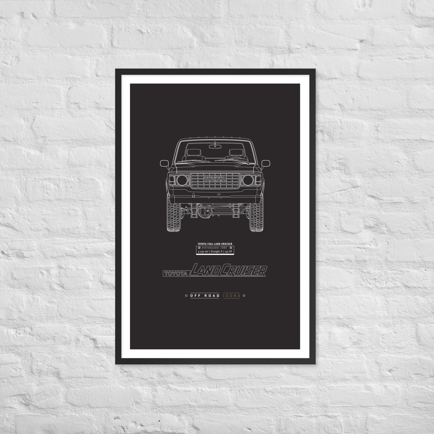FJ60, dark blueprint - Matte Framed poster