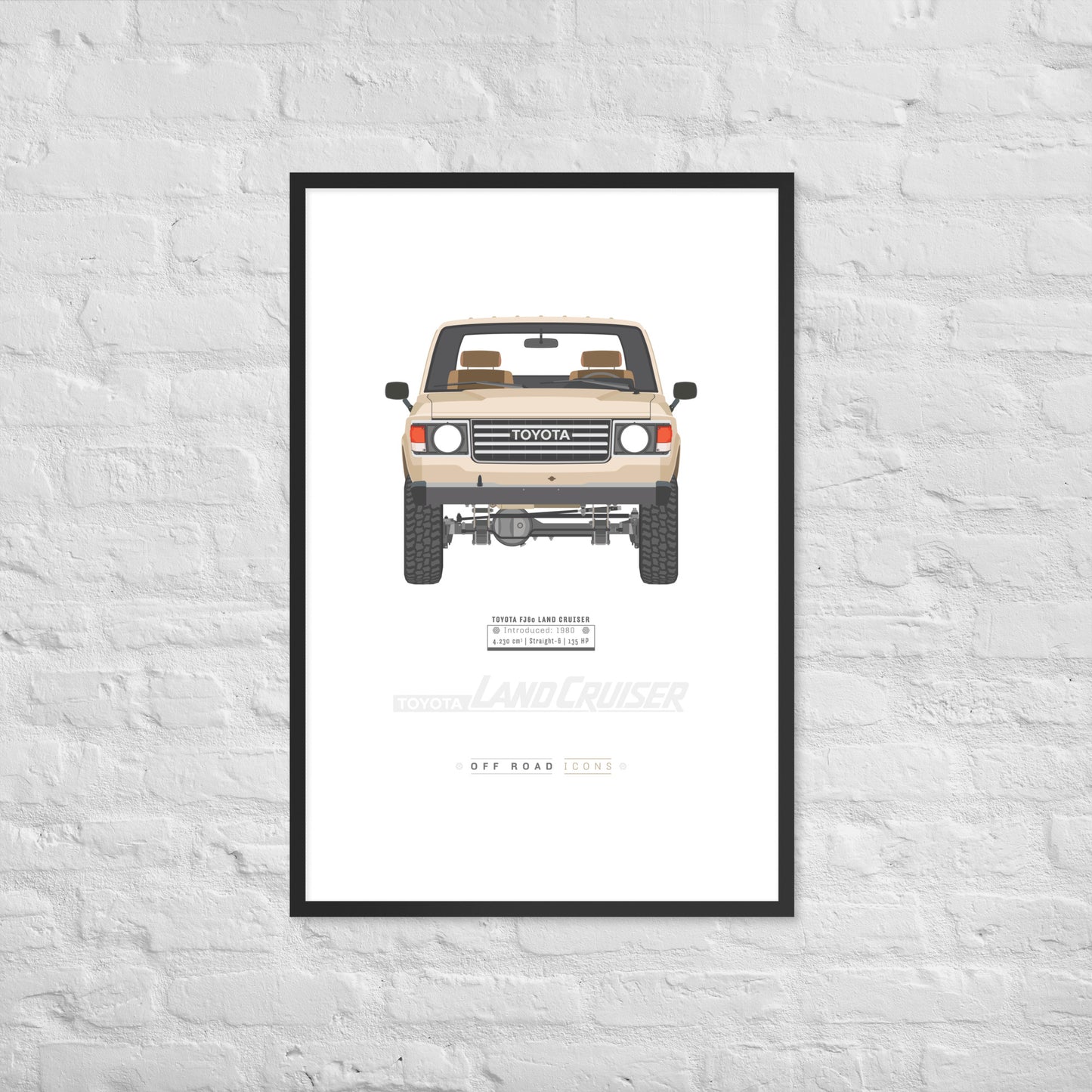 FJ60, sundune white - Matte Framed poster