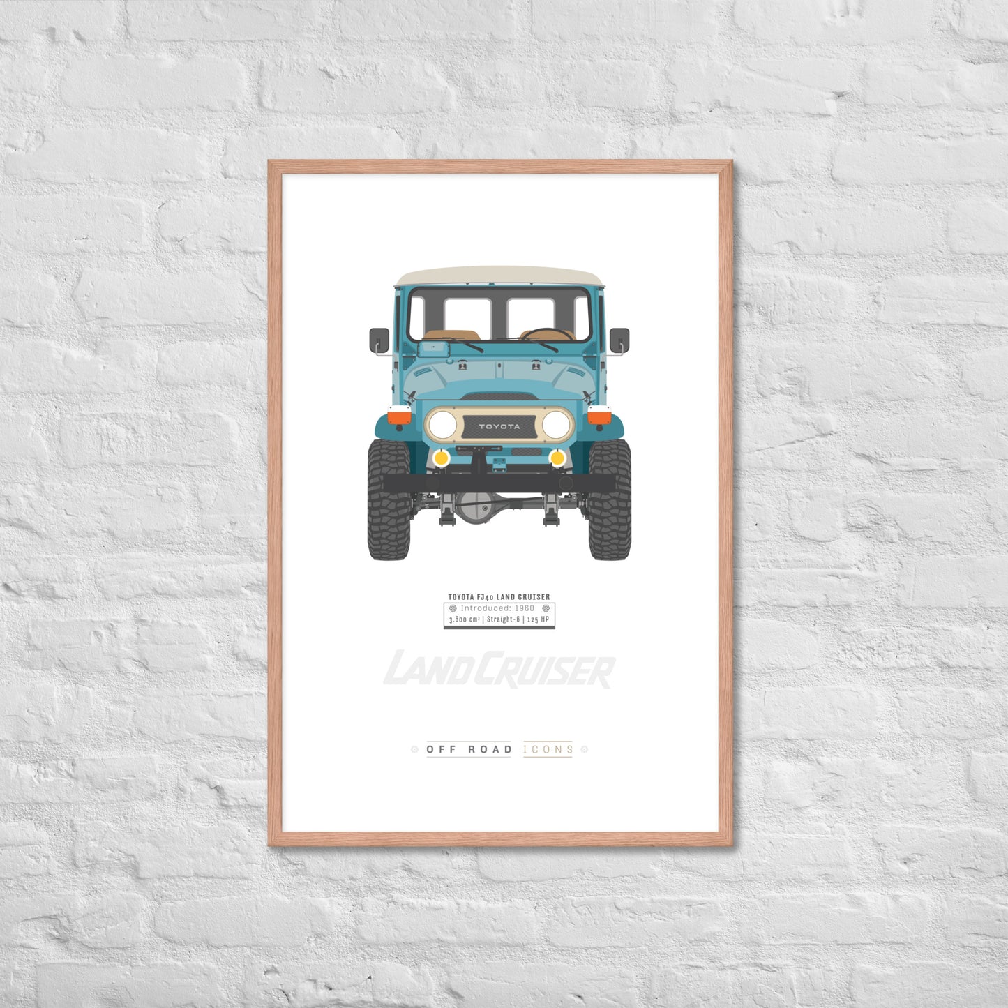 FJ40, riviera blue - Matte Framed poster