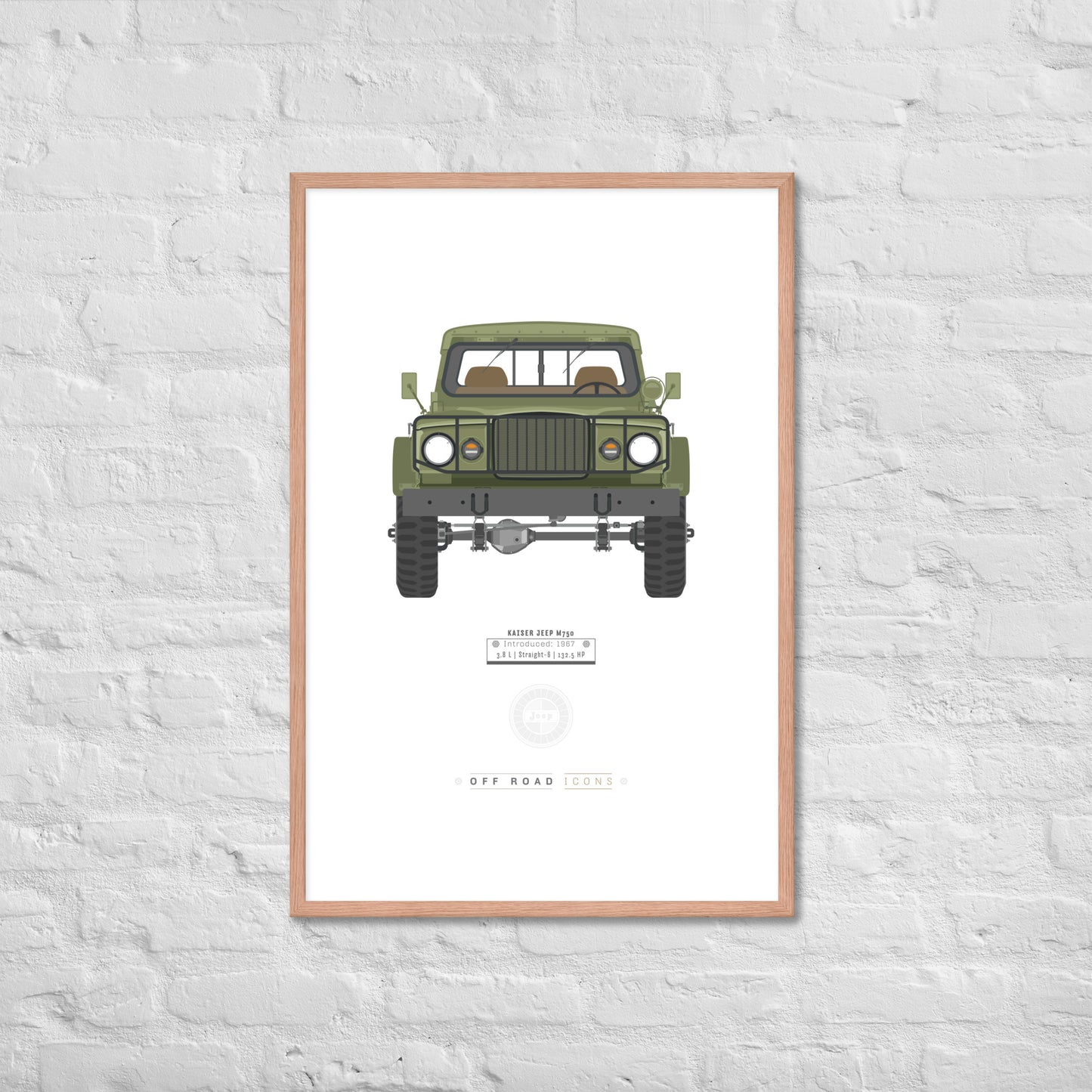 Kaiser Jeep, olive mist - Matte Framed poster