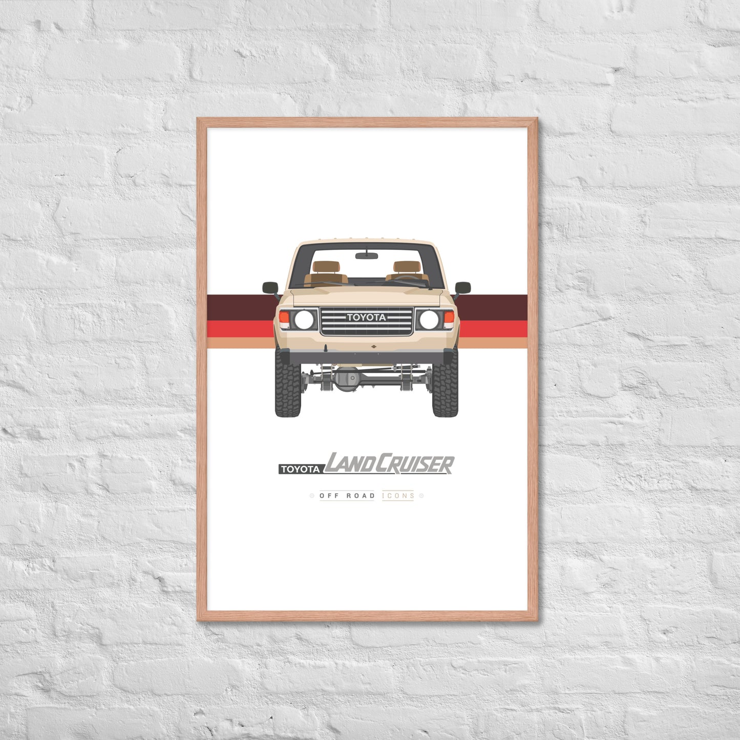 FJ60, honey yellow with stripes - Matte Framed poster