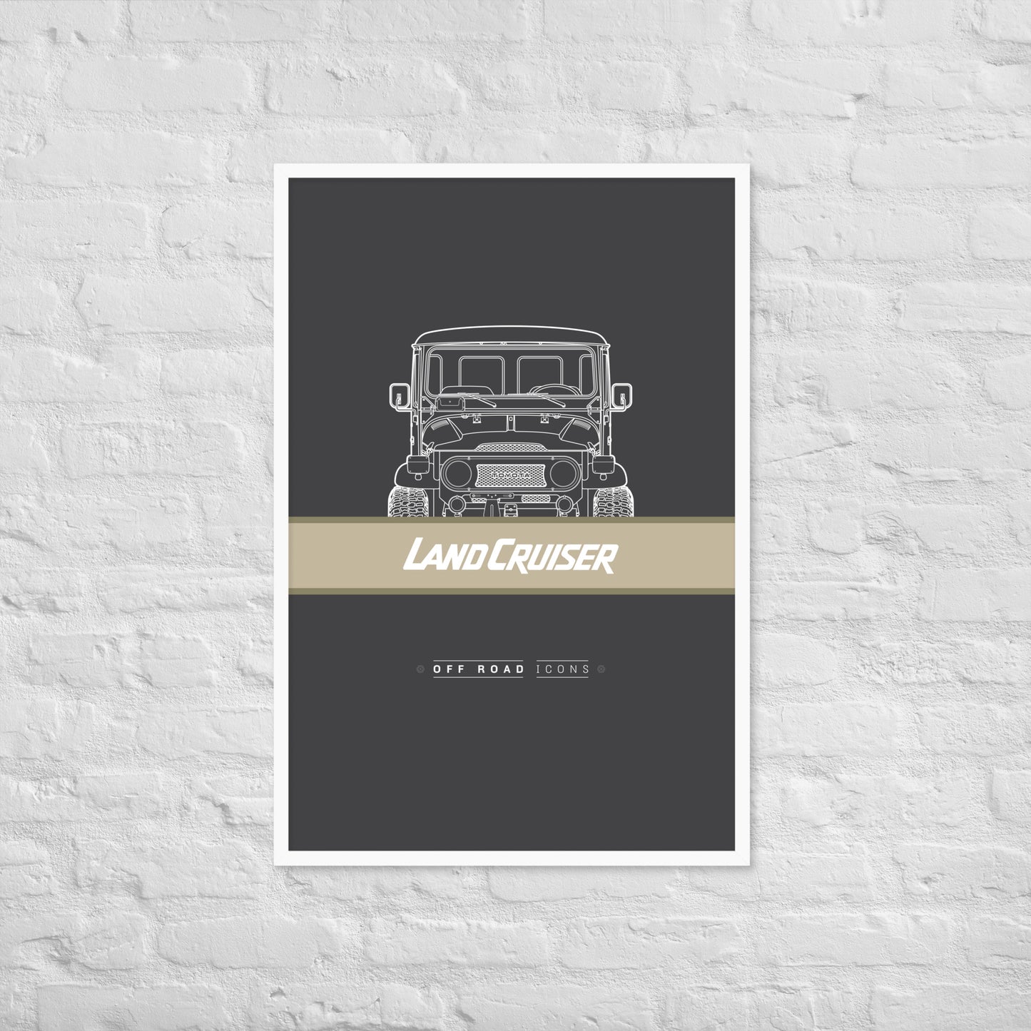 FJ40, dark with beige - Matte Framed poster