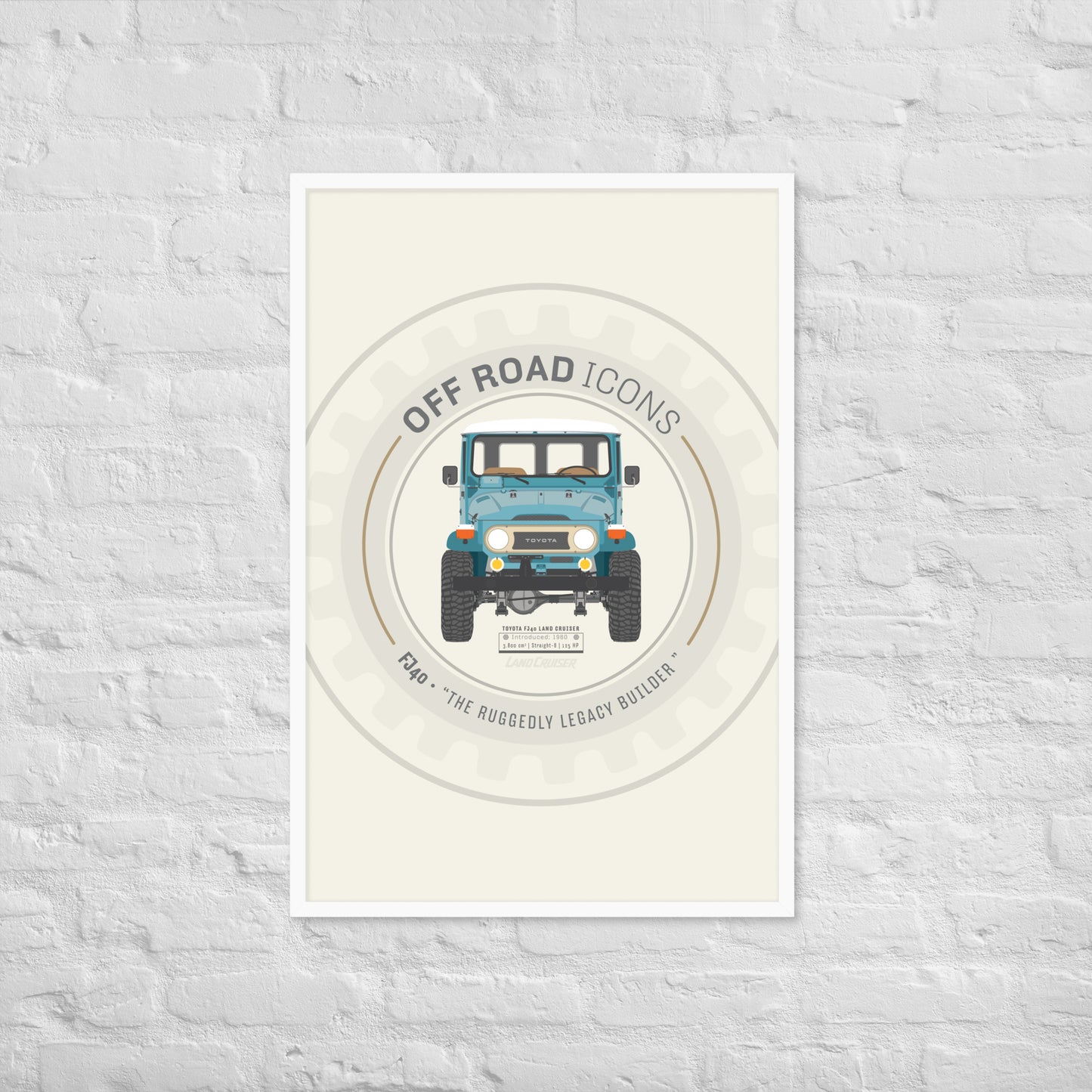 FJ40, wheel badge - Matte Framed poster