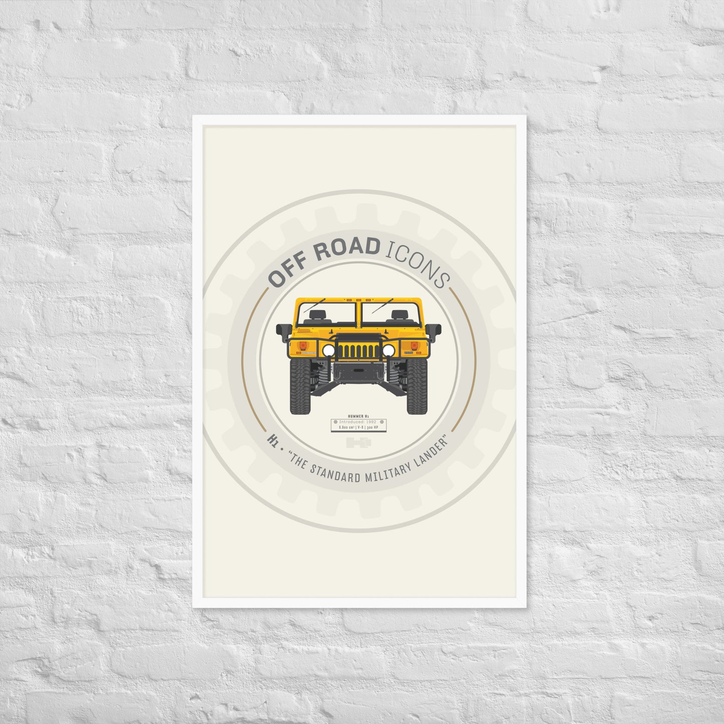 H1, wheel badge - Matte Framed poster