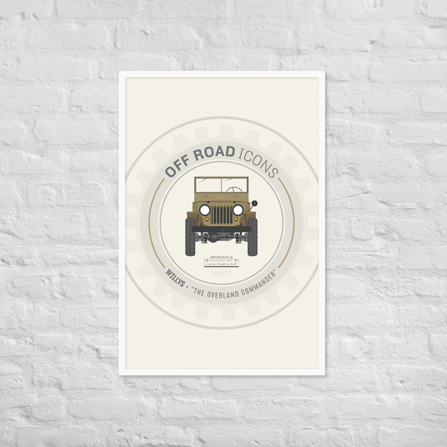 Willys, wheel badge - Matte Framed poster