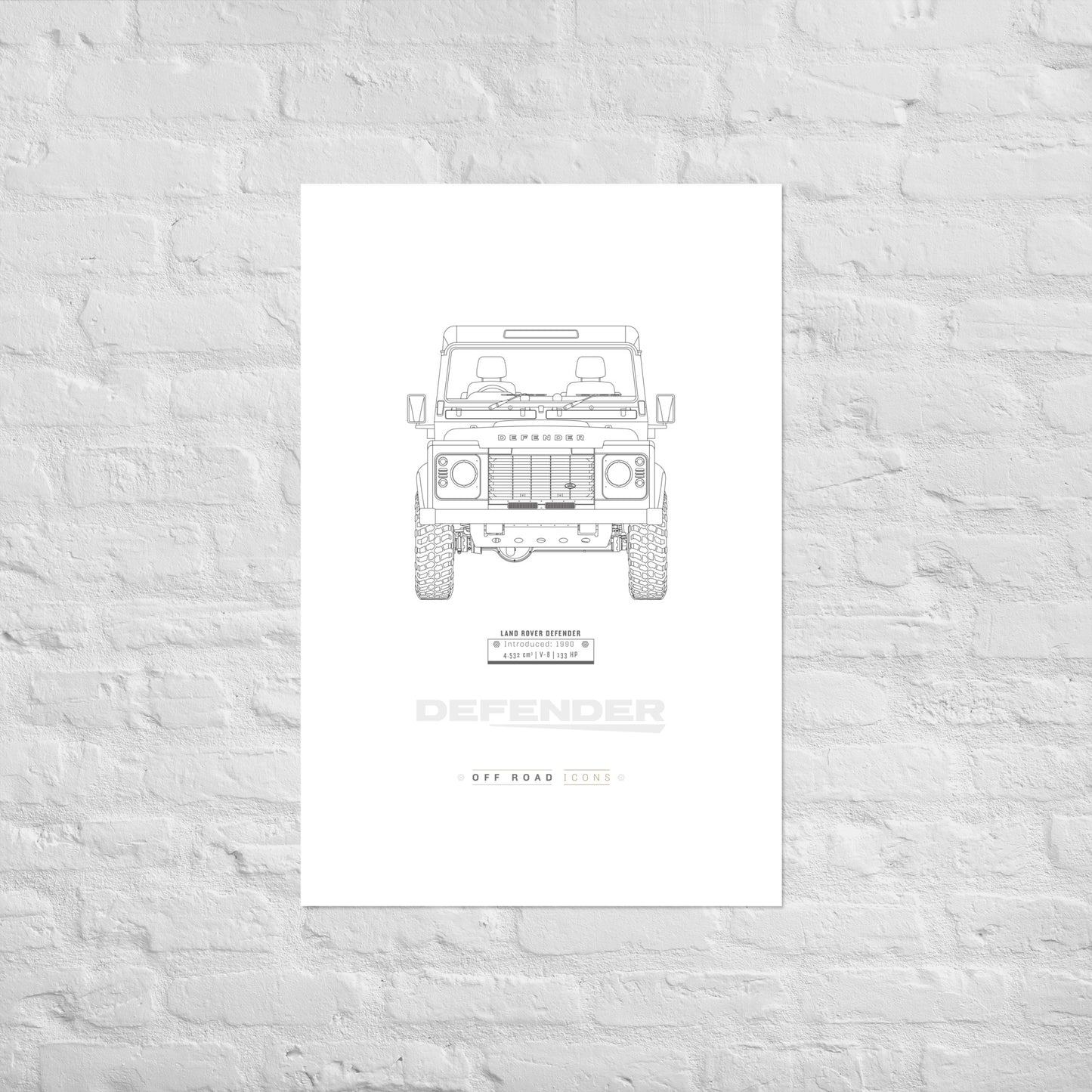 Defender, clean blueprint - Matte Poster