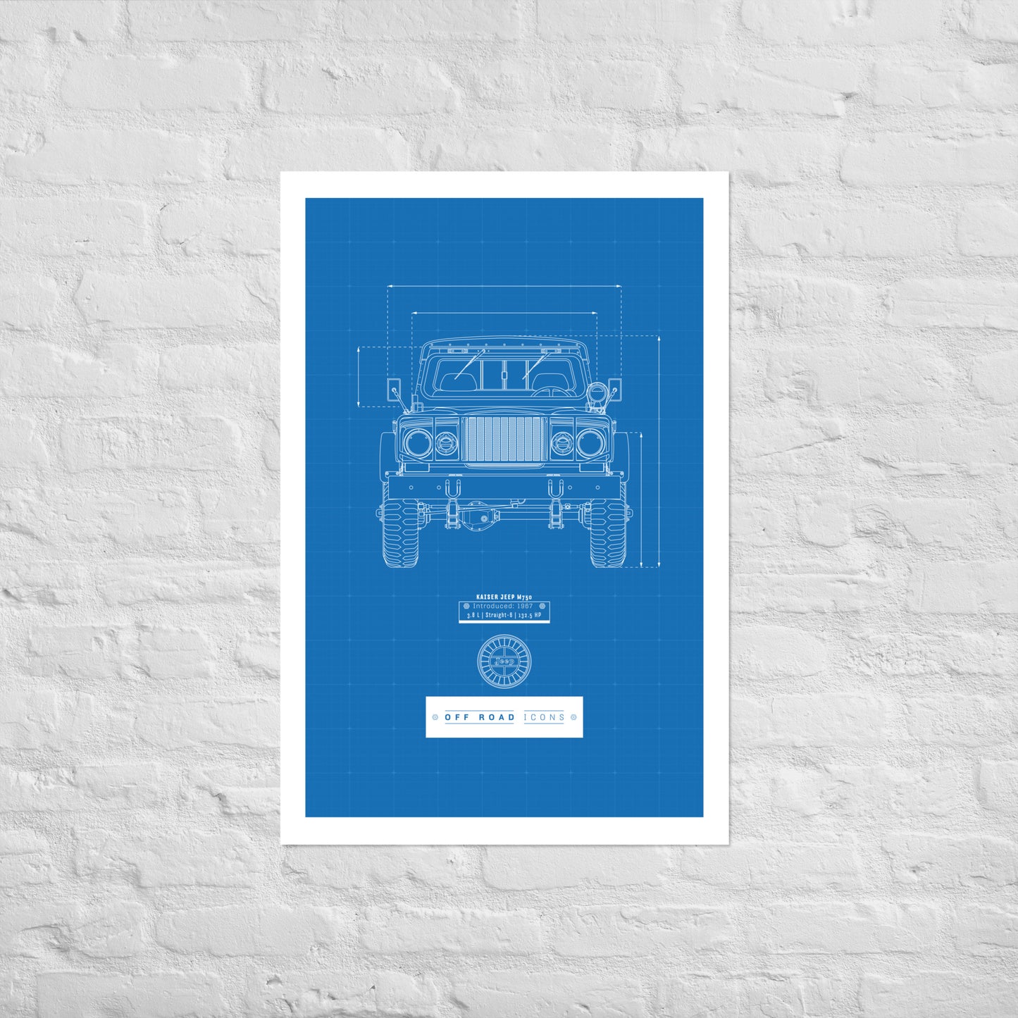 Kaiser Jeep, blueprint - Matte Poster