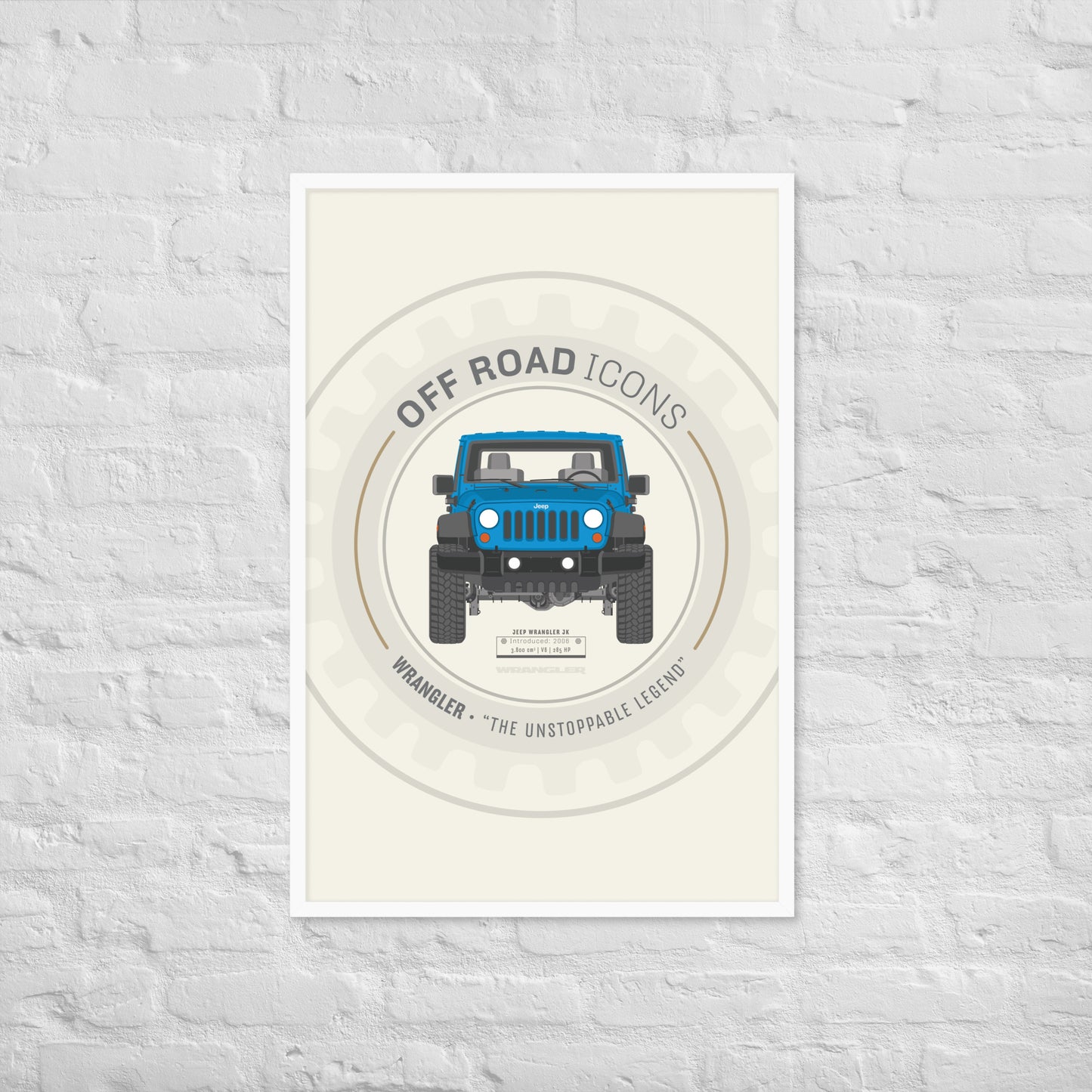 Wrangler, wheel badge - Framed photo paper poster