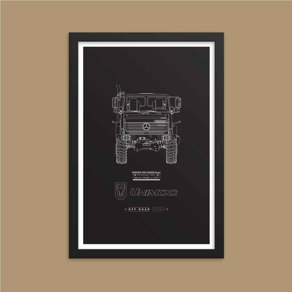 Unimog, dark blueprint - Matte Framed poster