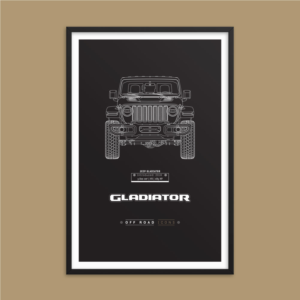 Gladiator, dark blueprint - Matte Framed poster