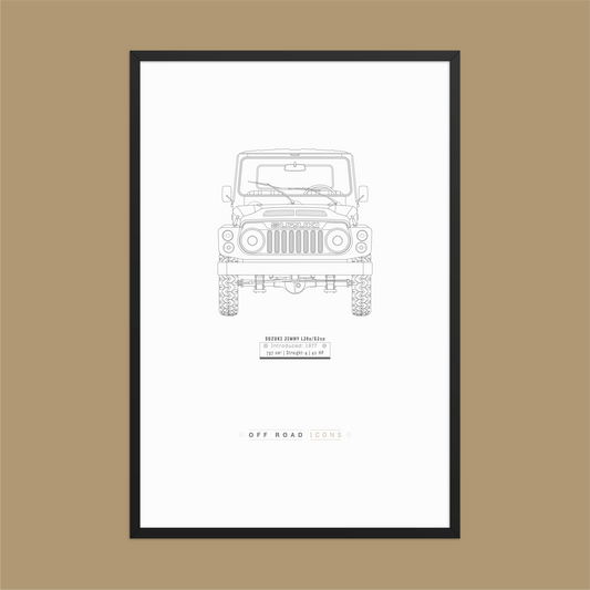 Jimny LJ80, clean blueprint Matte Framed poster