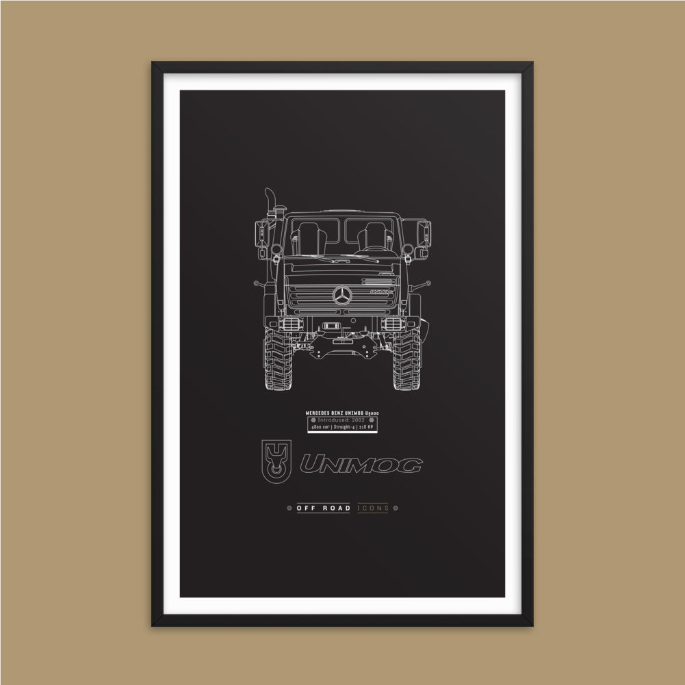Unimog, dark blueprint - Matte Framed poster